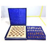 Carved Stone Chess Set in Case.