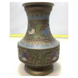 Cloisonné Vase, Made In Japan 9in H