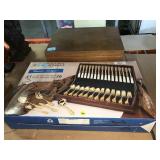 New in box 85-Piece Flatware Set and Empty Wood