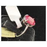 Sterling silver Ring ruby 6.42ct sz 6