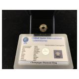 Sterling silver Ring 1ct champange diamond COA