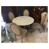 Stone top dining table w/4 chairs, approx 48