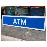 White/Blue ATM sign, approx 86x21 inches