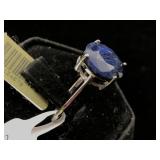 Sterling silver Ring blue sapphire 4.16ct sz 6