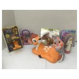 Vintage Bambi Piggy Bank and NOS Toys