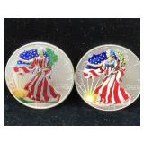 2-Silver Eagles painted 999 silver