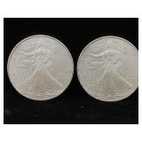 2-Silver Eagles uncirculated 999 silver