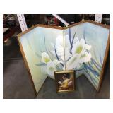 Hand Painted Silk 4-Panel Wall Hanging and small