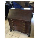 Vintage secretary desk w/claw foot and key,