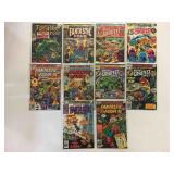 10 Marvel Fantastic Four comics, cover price 12¢,