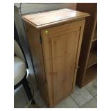 Wood skinny cabinet w/door, approx 48 inches tall
