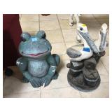 Composite Patio decorative frog and pelicans,