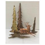 Vintage Copper Brass Deer Tree Driftwood