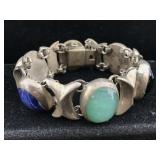 Sterling Silver and gemstone bracelet 74g