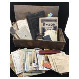 Antique & Vintage Ephemera w/wood dinamite box