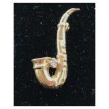 14K Gold Saxaphone pin 2.5g