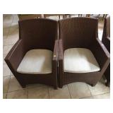 2 Dedon Faux wicker patio armchairs from high end