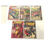 5 The Mighty Thor comics, Price cover 12¢, 15¢