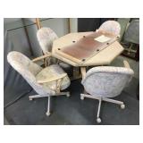 Wood dining table w/4 chairs and extra leaf