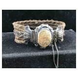 Antique human hair braided bracelet locket
