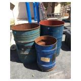 3 metal barrels, approx 23x33 inches