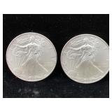 2-Silver Eagles uncirculated 999 silver