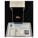 Sterling silver Ring 3.6ct champange diamond COA