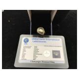 Sterling silver Ring 1.3ct champange diamond COA