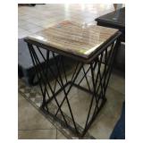 Marble top metal side table from high end hotel,
