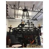 Metal ornate chandelier w/6 bulbs, approx 42