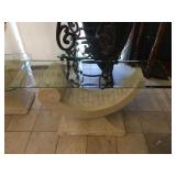 Magnussen hall table w/glass top, approx 52