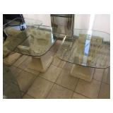 Magnussen side tables w/glass top, approx 28