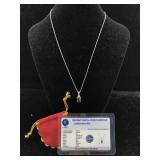Sterling silver pendant 2.25ct grey diamond COA