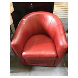 Red swivel accent armchair