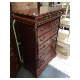 Wood tall dresser w/7 drawers, approx 5 ft tall