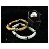 Bracelets tigereye one is silver and jade