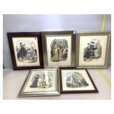 Vintage Framed French Fashion Prints.