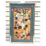 Collection of Pinbacks. Mounted and Framed 16x26.
