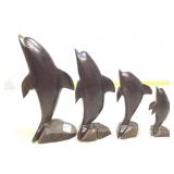 Ironwood Dolphin Sculptures. 6-12in H.