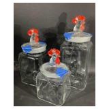 Glass Rooster Canister Set