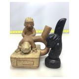 Two Museum Replicas. Moche Ceramic Vessel & Raven