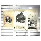 Signed Woodblock Art. Rolled est. 12x19