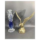 Art Glass Angel and Brass Eagle