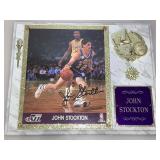 John stockton autographed plaque with coa