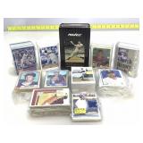 Mixed sports cards in cases