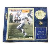 Barry sanders autographed plaque with coa