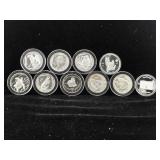 10-Mexican .925 Silver Coins