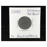 1940 German 10 Reichspfennig Coin