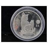 1998 Lobo $5 Mexican .925 Coin