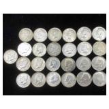 25- Silver Kennedy Half dollars 40% Silver